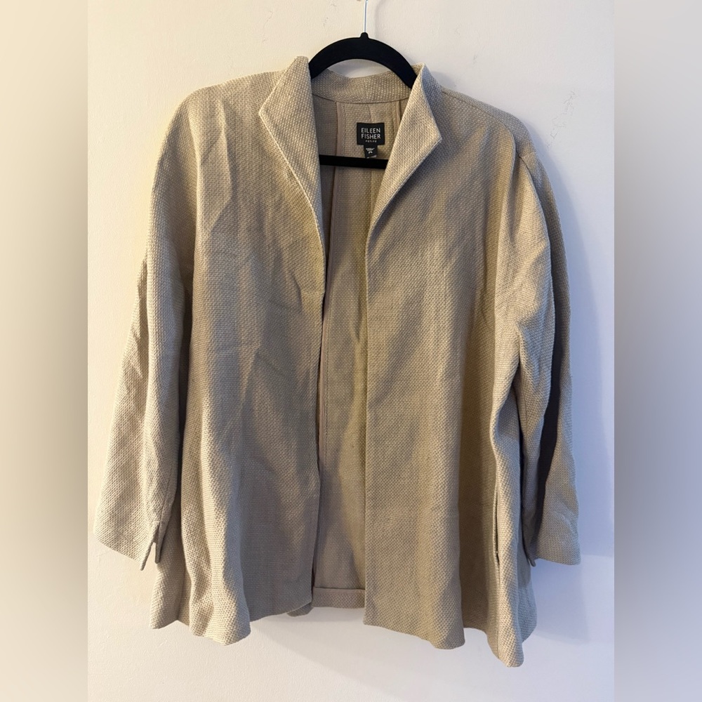 Eileen Fisher Beige Woven Blazer size PL Petite
